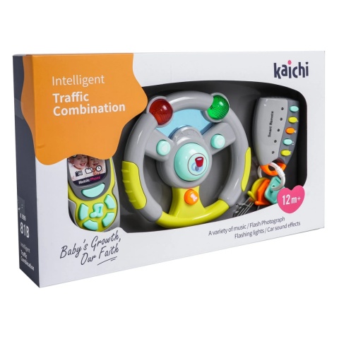 Interaktywny zestaw Kierowcy dla dzieci 3+ Kierownica + Pilot z kluczami + Telefon + Dźwięki Światła