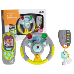 Interaktywny zestaw Kierowcy dla dzieci 3+ Kierownica + Pilot z kluczami + Telefon + Dźwięki Światła
