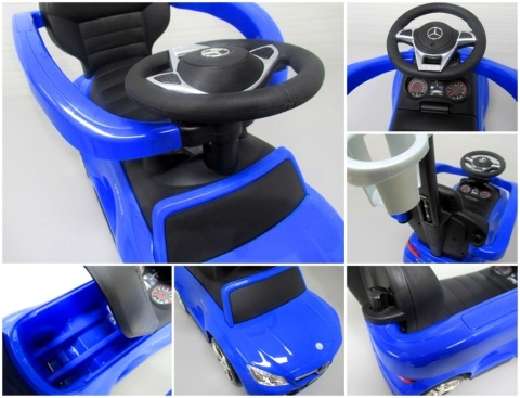 Pchacz Mercedes AMG c63 NIEBIESKI Jeździk, muzyka