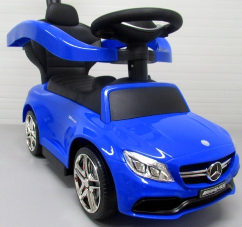 Pchacz Mercedes AMG c63 NIEBIESKI Jeździk, muzyka