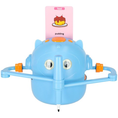 Robot edukacyjny interaktywny nauka rysowania pisania zestaw fiszki mazaki niebieski