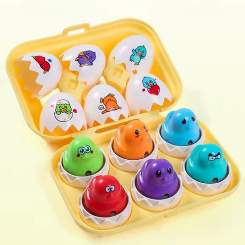WOOPIE Układanka Sorter Montessori Dopasuj Kształty Wesołe Kurczaczki Jajka 6szt