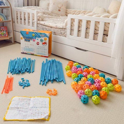 WOOPIE Zestaw Konstrukcyjny XXL Klocki do Budowania Namiotu Bazy Rurki Słomki 340 el.