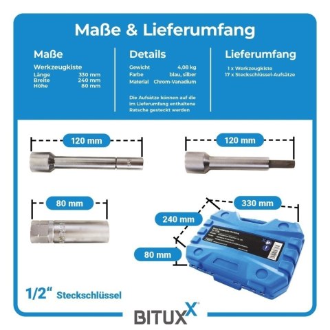 Zestaw narzędzi do amortyzatorów bituxx 18el 1/2″ profesjonalny