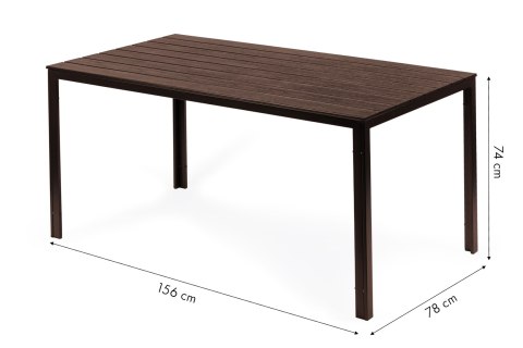 Stół ogrodowy 6-osobowy 156x78 cm polywood meble na taras brązowy