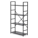 Regał drewniany szeroki 4 półki nowoczesny LOFT czarny ModernHome
