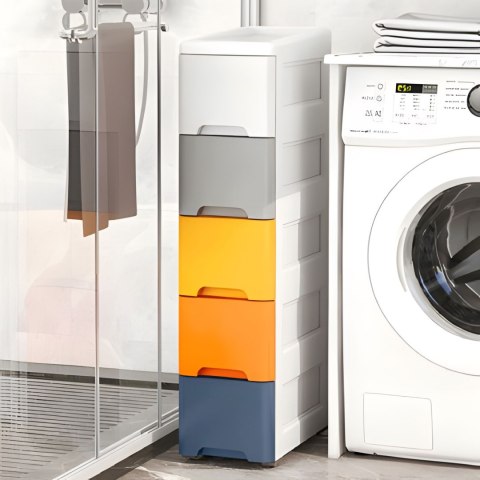 Regał z 5 wysuwanymi szufladami nogi z kółkami ModernHome