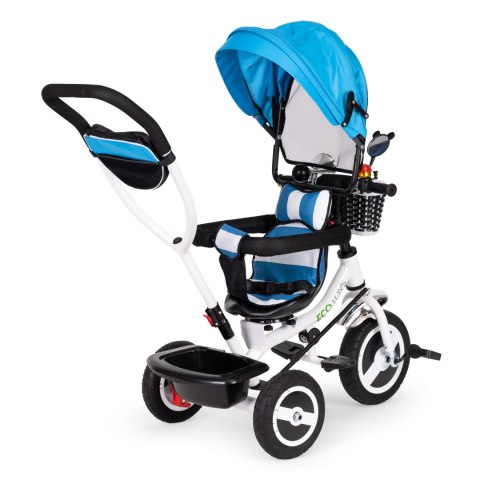 Rowerek trójkołowy 6w1 - Obracane siedzisko, gumowe koła, BOGATE WYPOSAŻENIE - kolor NIEBIESKI