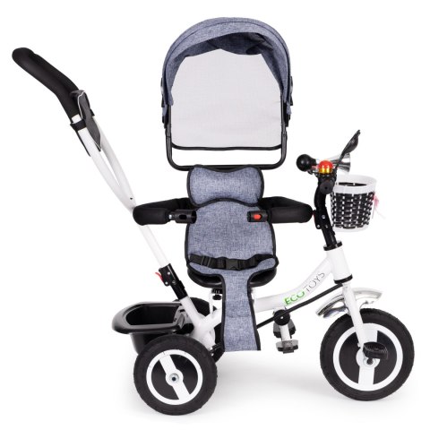 Rowerek trójkołowy 6w1 - Obracane siedzisko, gumowe koła, BOGATE WYPOSAŻENIE - kolor SZARY