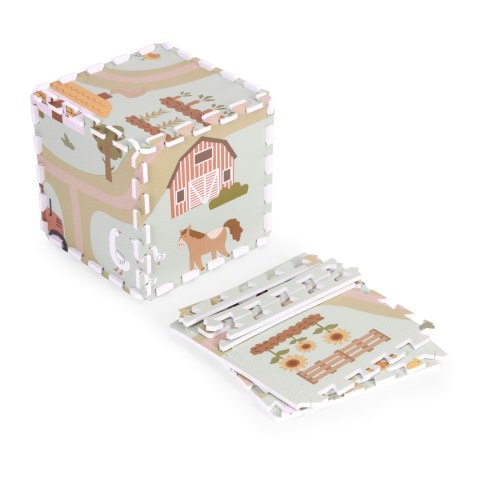 Duża mata piankowa EVA dla dzieci farma 90,5x90,5 cm 21 elementów ECOTOYS