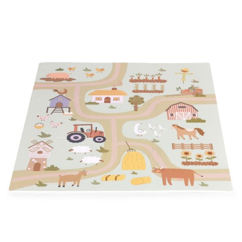 Duża mata piankowa EVA dla dzieci farma 90,5x90,5 cm 21 elementów ECOTOYS