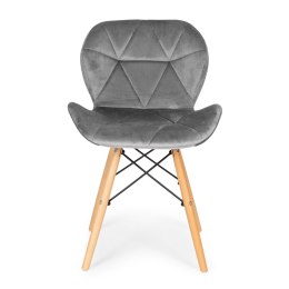 Komplet 4 krzeseł welurowych do jadalni i salonu szare ModernHome
