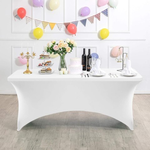 Obrus uniwersalny pokrowiec na stół cateringowy 180 cm 6FT biały elastyczny MultiGarden