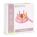 Zestaw drewniany tort na rzepy świeczki truskawka dla dzieci 15 elementów ECOTOYS