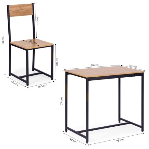 Zestaw komplet mebli stolik 2 krzesła metal MDF ModernHome