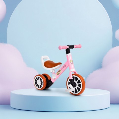 Rowerek trójkołowy biegowy z pedałami 2w1 różowy ECOTOYS