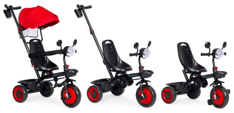 Rowerek trójkołowy dla dzieci Spacerówka 3w1, obracane siedzisko, daszek, CZERWONY - ECOTOYS