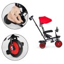 Rowerek trójkołowy dla dzieci Spacerówka 3w1, obracane siedzisko, daszek, CZERWONY - ECOTOYS