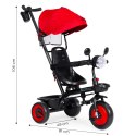 Rowerek trójkołowy dla dzieci Spacerówka 3w1, obracane siedzisko, daszek, CZERWONY - ECOTOYS
