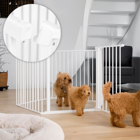 Bramka kojec barierka ochronna dla dzieci i zwierząt 5 paneli 60 cm metal biały ECOTOYS