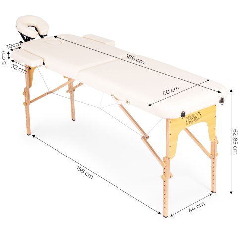 Drewniany stół do masażu i rehabilitacji 2-segmentowy składany w walizkę + torba ModernHome