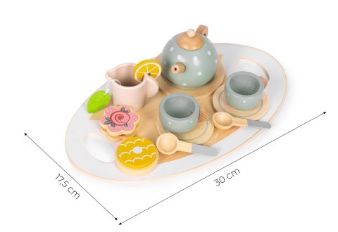 Drewniany zestaw do herbaty dzbanek filiżanki 14 elementów ECOTOYS