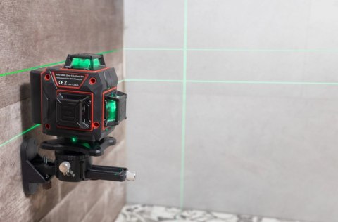 Poziomica laserowa płaszczyznowa zielony laser krzyżowy 360° 4D 16 linii