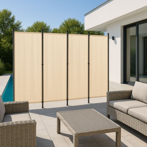 Składany parawan ogrodowy pokojowy 4-panelowy 167x216 cm beżowy MultiGarden