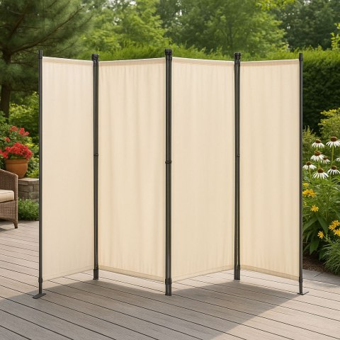 Składany parawan ogrodowy pokojowy 4-panelowy 167x216 cm beżowy MultiGarden