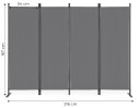 Składany parawan ogrodowy pokojowy 4-panelowy 167x216 cm szary MultiGarden