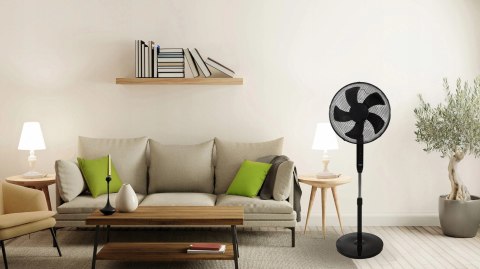 Wentylator podłogowy wiatrak stojący 45W 3 tryby pracy 5 łopatek timer pilot