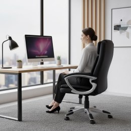 Fotel biurowy obrotowy podwójna tapicerka regulacja wysokości czarny ModernHome