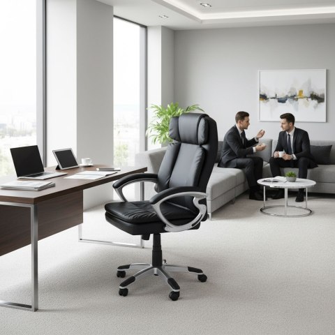 Fotel biurowy obrotowy podwójna tapicerka regulacja wysokości czarny ModernHome