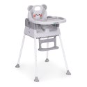 Fotelik krzesełko do karmienia dzieci 3w1 podwójna tacka 5-punktowe pasy szary ECOTOYS