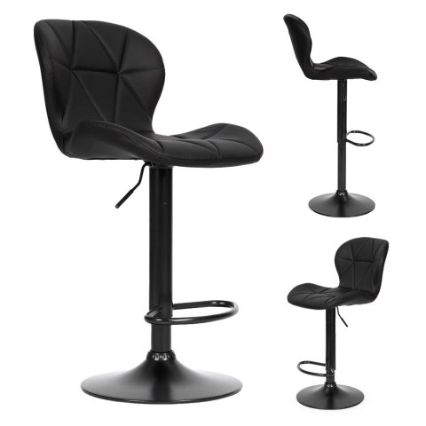Hoker stołek barowy obrotowy regulacja wysokości podnóżek czarny ModernHome