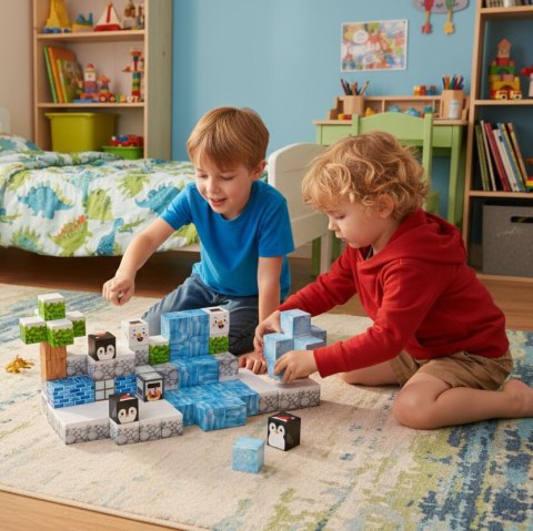 Klocki magnetyczne konstrukcyjne dla dzieci zestaw 97 elementów - Zima