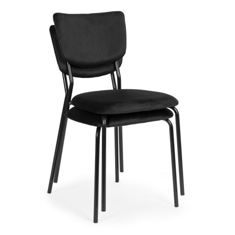 Komplet 4 krzeseł welurowych do jadalni i salonu czarne ModernHome