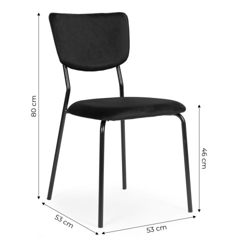 Komplet 4 krzeseł welurowych do jadalni i salonu czarne ModernHome