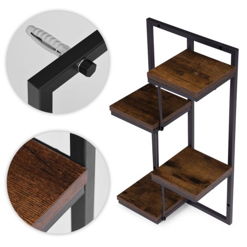 Kwietnik ścienny półka wisząca na kwiaty ozdoby 4 poziomy loft ModernHome