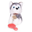 Pluszowy piesek w torebce husky maskotka dla dziecka + szczotka do pielęgnacji