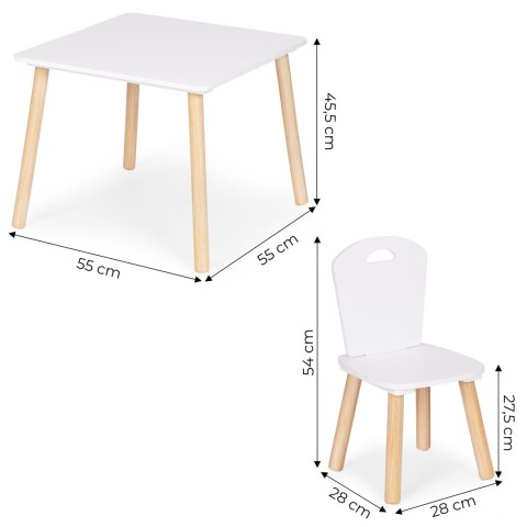 Zestaw mebli dla dzieci stolik + 2 krzesła białe ECOTOYS
