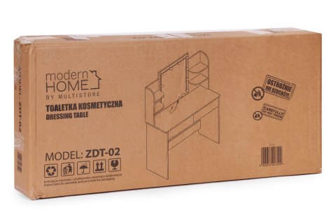 Duża toaletka kosmetyczna z lustrem i oświetleniem LED 3 barwy regulacja jasności ModernHome