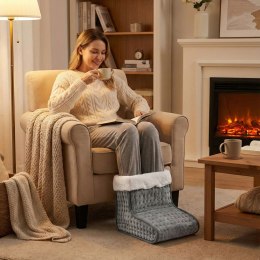 Elektryczny ogrzewacz do stóp z pilotem miękki but 10 poziomów grzania ciemnoszary ModernHome