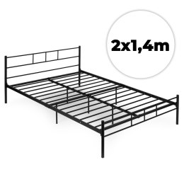 Łóżko metalowe 140x200 cm ze stelażem czarna rama ModernHome