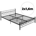 Łóżko metalowe 160x200 cm ze stelażem czarna rama ModernHome