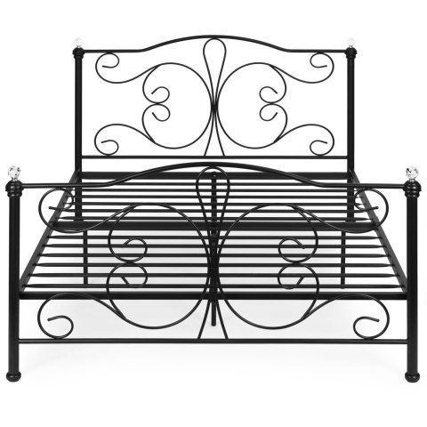 Łóżko metalowe 160x200 cm ze stelażem czarna rama kryształy ModernHome