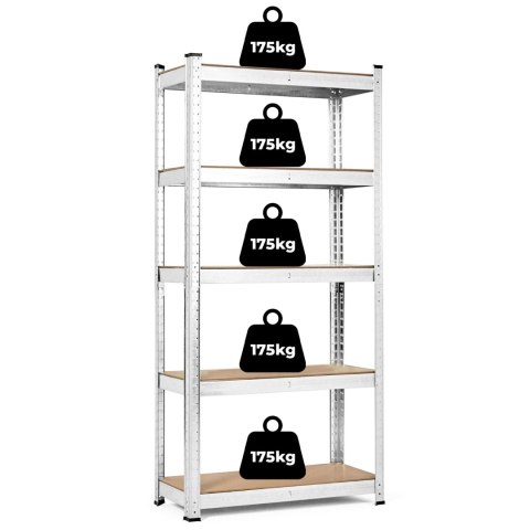 Regał magazynowy 205x120x45 cm stal galwanizowana 5 półek 875 kg ModernHome