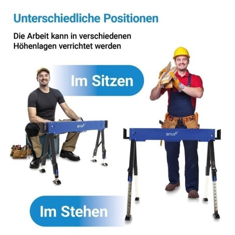 Stół roboczy / kozioł składany regulowany - 600 kg, wysokość 62-87 cm BITUXX