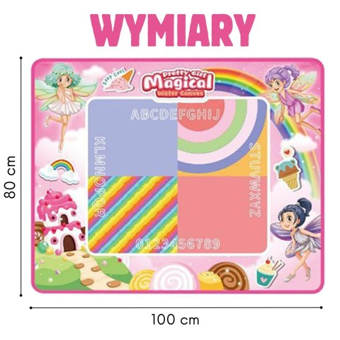 WOOPIE Mata Wodna do Malowania XXL 100x80cm Wróżki Różowa