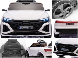 AUDI SQ8 BIAŁY Auto na akumulator, Pilot, Światła, Muzyka, Skóra, koła EVA